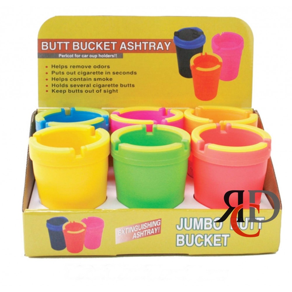 Jumbo Butt Bucket Ashtrays - Assorted Glow In The Dark Colors  Display of 6 (MSRP $15.00)
