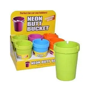  Jumbo Neon Butt Bucket  Extinguishing Ashtray - Display of 6  [30494NEON] (MSRP $5.00 Each)