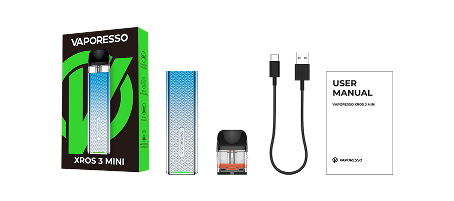 Vaporesso XROS 3 Mini 1000mAh Pod System Starter Kit With Refillable 2ML Pod (MSRP $25.00)