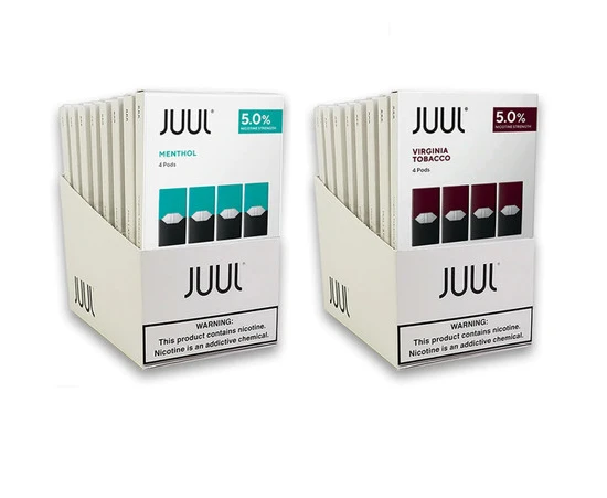 Juul Pre-filled Replacement Nicotine Salt Pods - Pack of 4 - Display of 8 Packs (MSRP $16.00 Each)