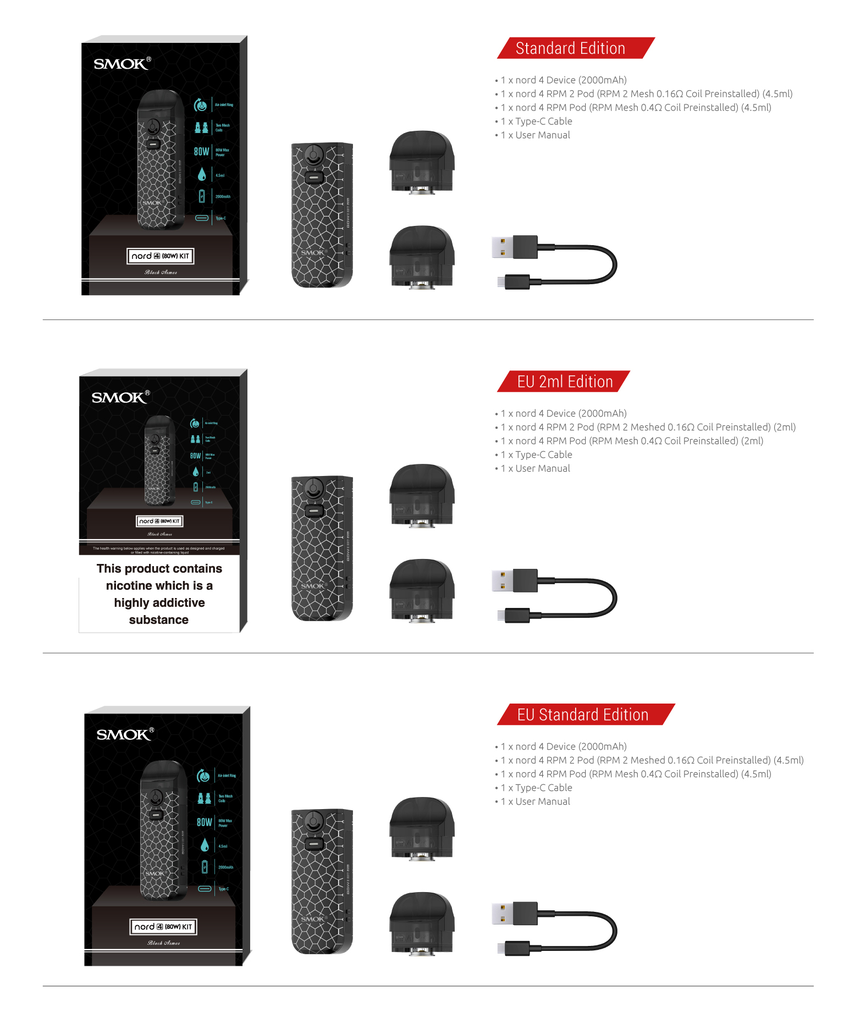 SMOK Nord 4 4.5ML RPM / RPM 2 Refillable Replacement Pod - Pack of 3 (MSRP $3.00 Each)