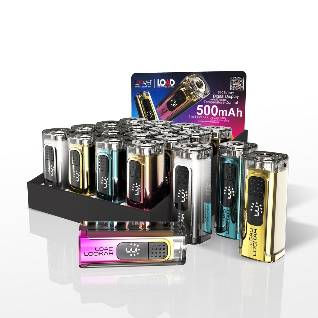 Lookah Load 510 500mAh Variable Voltage Vape Pen Battery With USB Charger - Display of 25 (MSRP $20.00 Each)