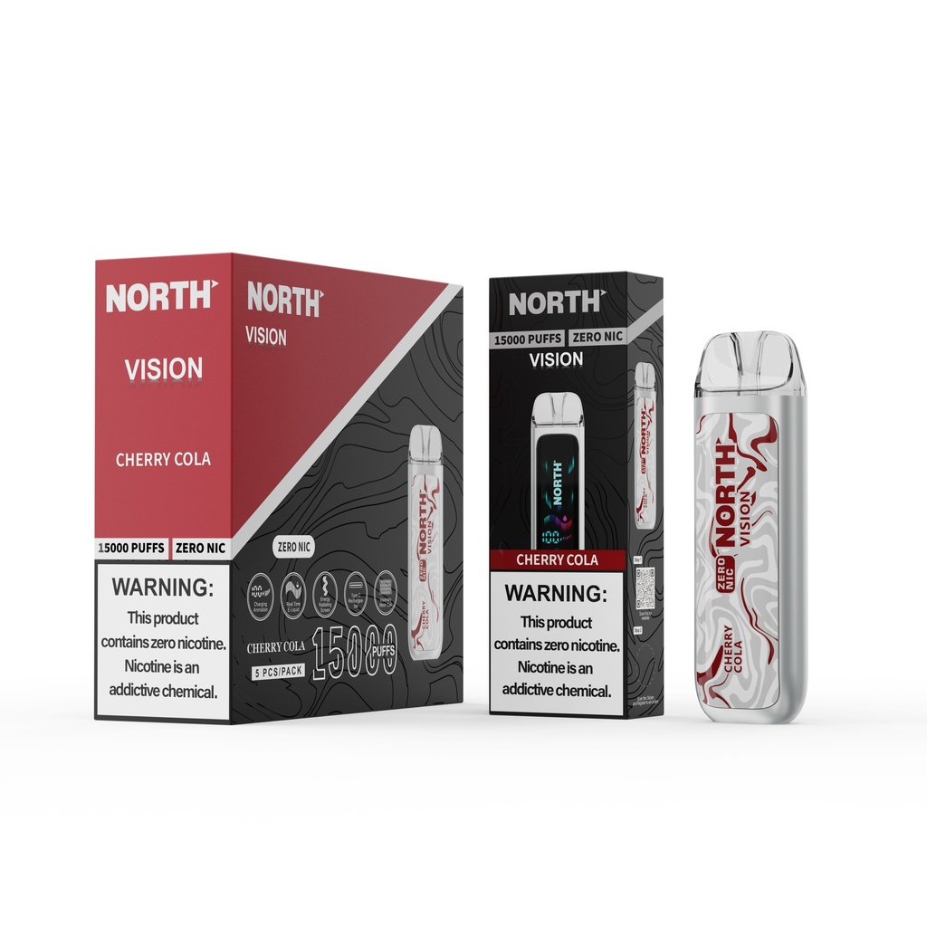 North Vision 15K Puffs  Zero Nicotine  - Display of 5 